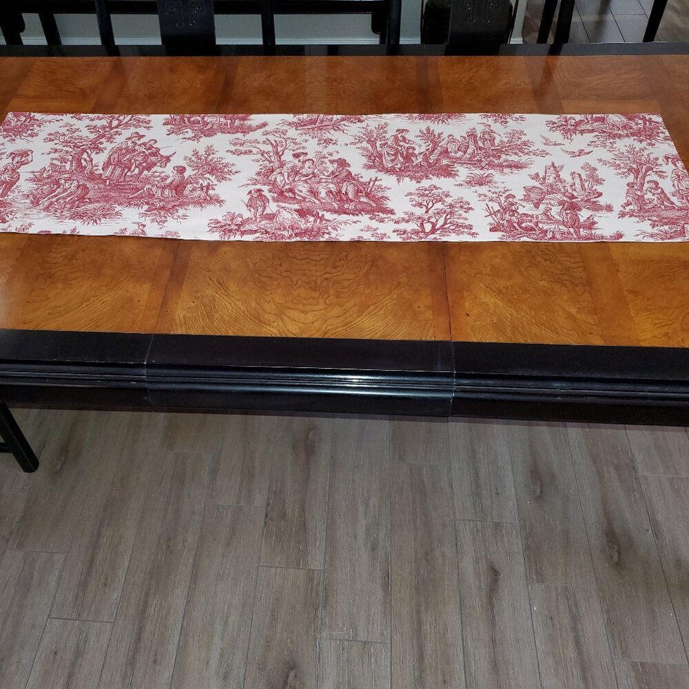 Table Runner, Waverly Country Life Red/Cream Toile, Lined, 54 x 16, Handcrafted